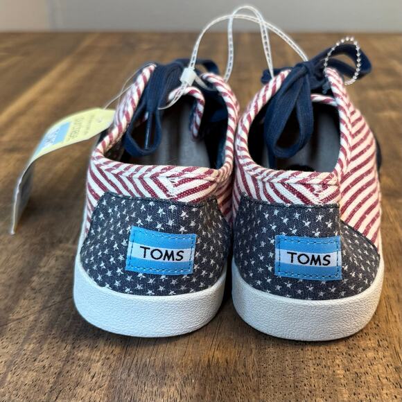 TOMS Paseo Americana Canvas Flag Sneaker Shoe Lace Up Stars Stripes Men’s 11 US - Picture 4 of 10